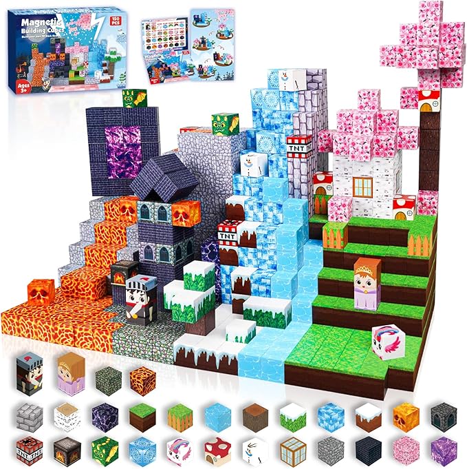 Magnetic Blocks-150PCS Magnetic Building Blocks Magnet Cubes Stacking Dark - Image 7