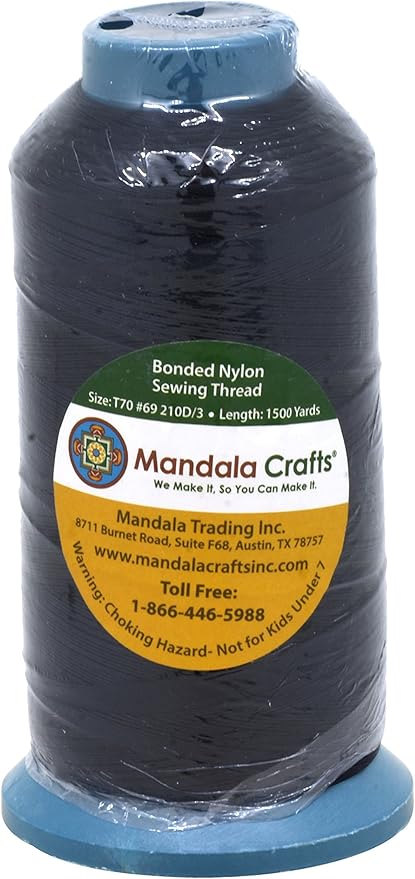 Mandala Crafts Bonded Nylon Thread Dark Blue Heavy Duty Sewing Threads - Image 3