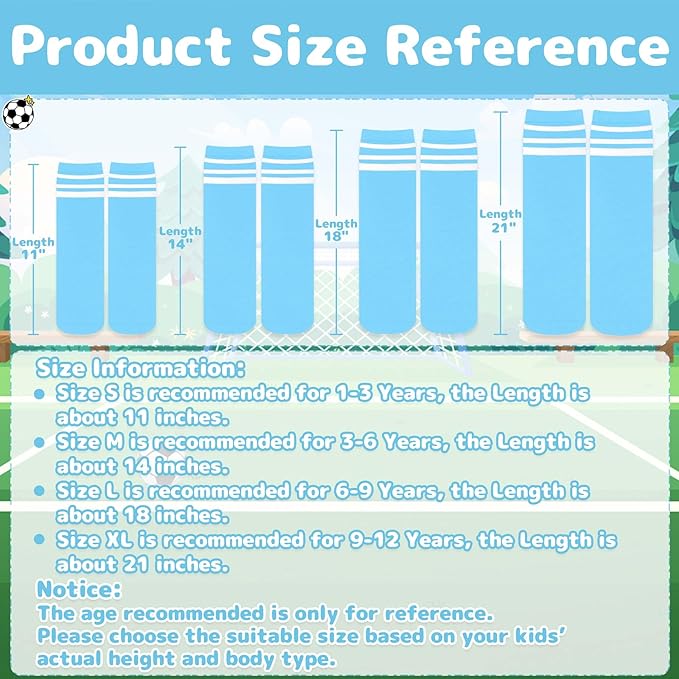 Olreco 1 Pack Toddler Kids Youth Soccer Socks Girls Boys Baseball Socks Youth Knee High Softball Football Accessories Cotton
