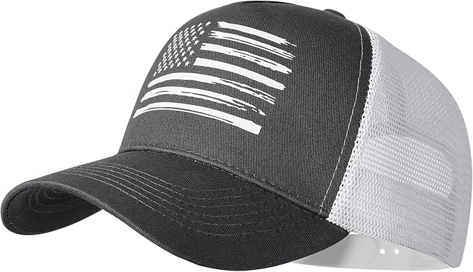 Baseball Cap, American Flag Trucker Hat for Men Women, Breathable Adjustable Fit Outdoor Mesh Snapback Hats
