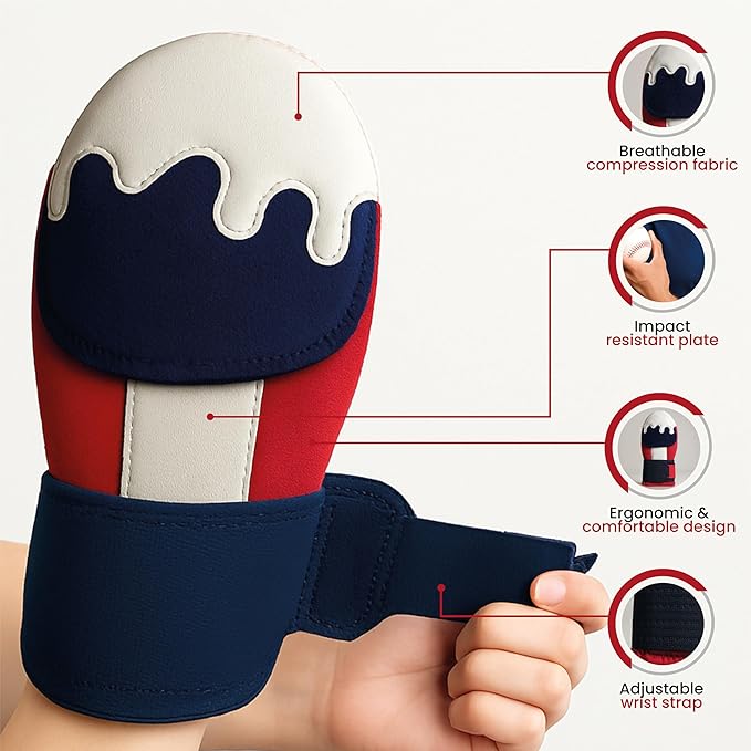 Baseball Sliding Mitt Guard Kit for Youth and Adult - Padded Protective Softball Sliding Glove Arm Sleeve Set – Includes Red + Blue Arm Guards – Hand Protection, Compression Sleeves, Accessories