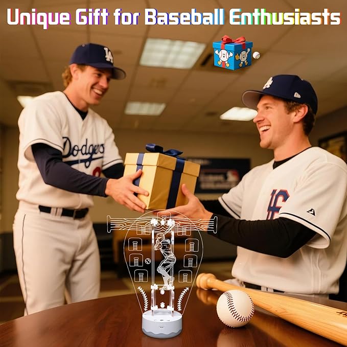 CoolGift Mart Light Up Baseball Ring Holder, 16 Colors 3D LED Lights Acrylic Championship Ring Display Stand, with Remote Control, Birthday Xmas Gifts for Baseball Players Fans