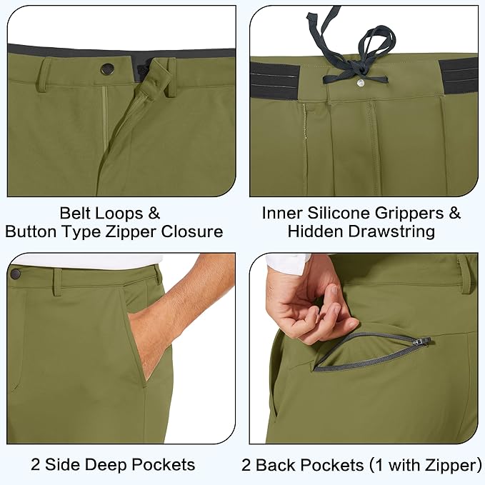 JWM Men's Stretch Golf Joggers Pants with Belt Loops - 29" 34" Slim Fit Tapered Casual Business Travel Dress Work Sweatpants