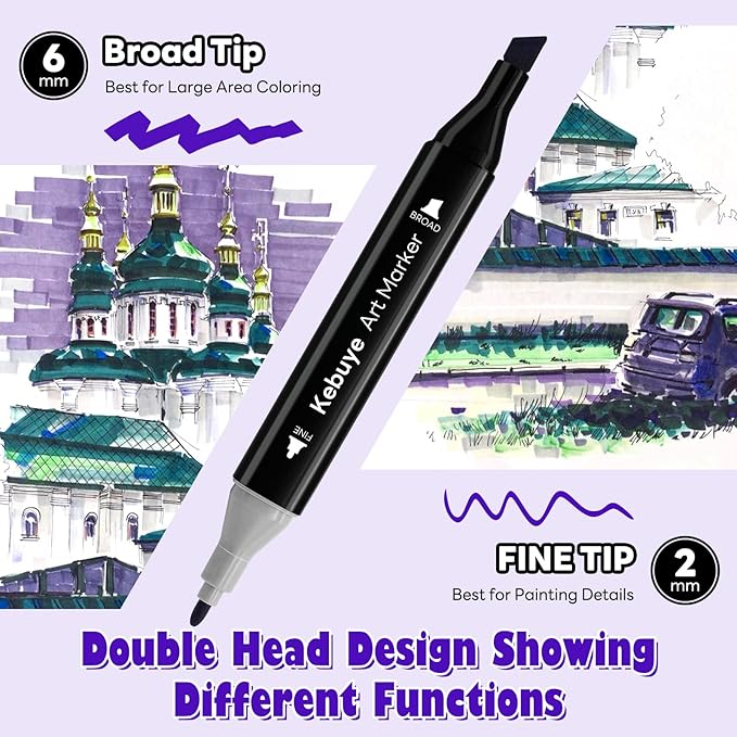 48 Colors Alcohol Markers Set, Dual Tips Blender Art Markers - Image 5