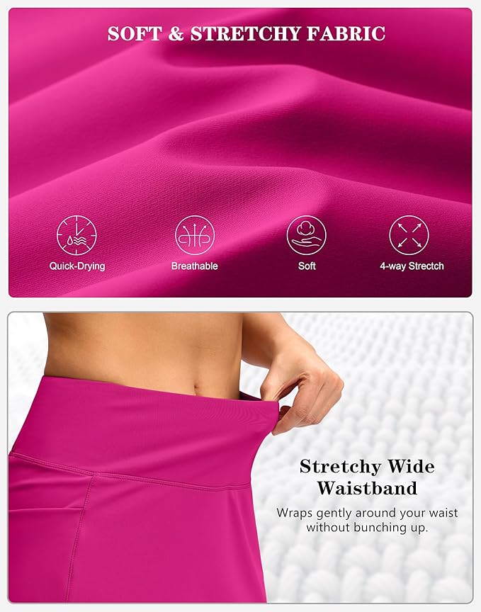 Women's Golf Skirts Skort 4 Side Pockets High Waisted Stretchy Tennis Skirt with Short Athletic Casual