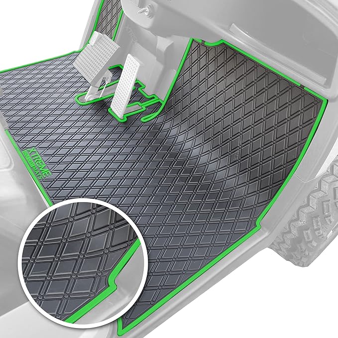 Xtreme MATS Yamaha Compatible Golf Cart Mat, Full Coverage Golf Cart Floor Liner Mat - Compatible with Yamaha Adventurer (2007-2017), G29, YDR, & Drive (Gen1) Models Only - Black with Green Trim