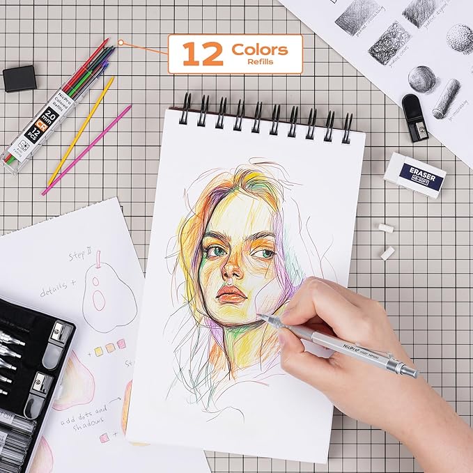 Nicpro 22PCS Metal Mechanical Pencil Set in Case, Art Drafting Pencil 0.5 - Image 5