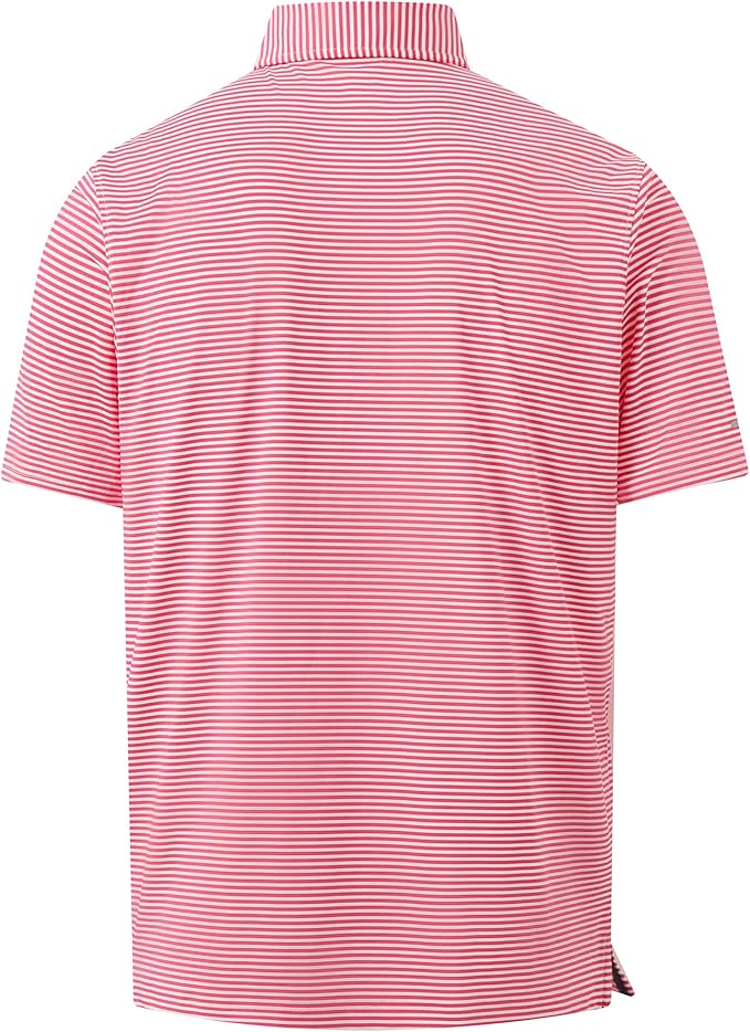 Golf Shirts for Men - Moisture Wicking Short Sleeve Performance Sport Casual Striped Collared Mens Polo Shirt