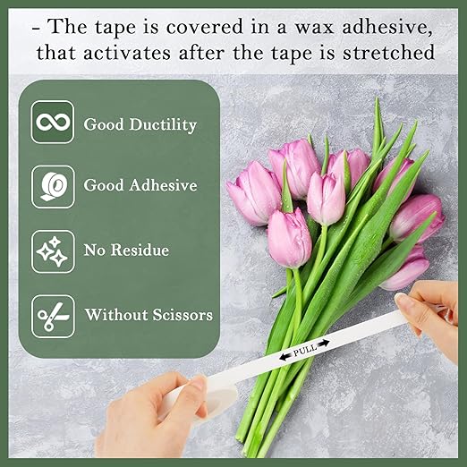 8 Rolls Floral Tape, 1/2" Wide Flower Tape, Adhesive Florist Tape - Image 3