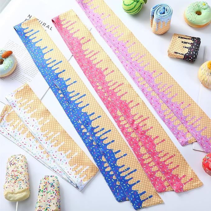 6 Pcs Baseball Drip Headband Ice Cream Drip Adjustable Tie Hairband Senior Night Baseball Stuff Moisture Wicking Workout Breathable Soft Elastic Sweatband for Women Men Sport Basketball Tennis Running