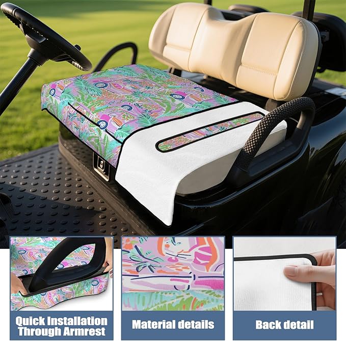 Golf Cart Seat Covers, Golf Cart Seat Towel Blanket for 2-Seat Golf Carts, Breathable Golf Cart Seat Cushions Golf Club Car Accessories 51'' x 31''