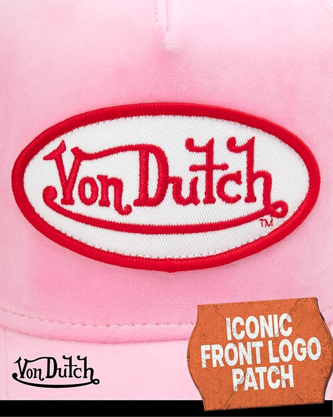Von Dutch Unisex Trucker Hat - Velvet Curved Bill Mesh Back Retro Classic Adjustable Snapback Baseball Cap for Men and Women