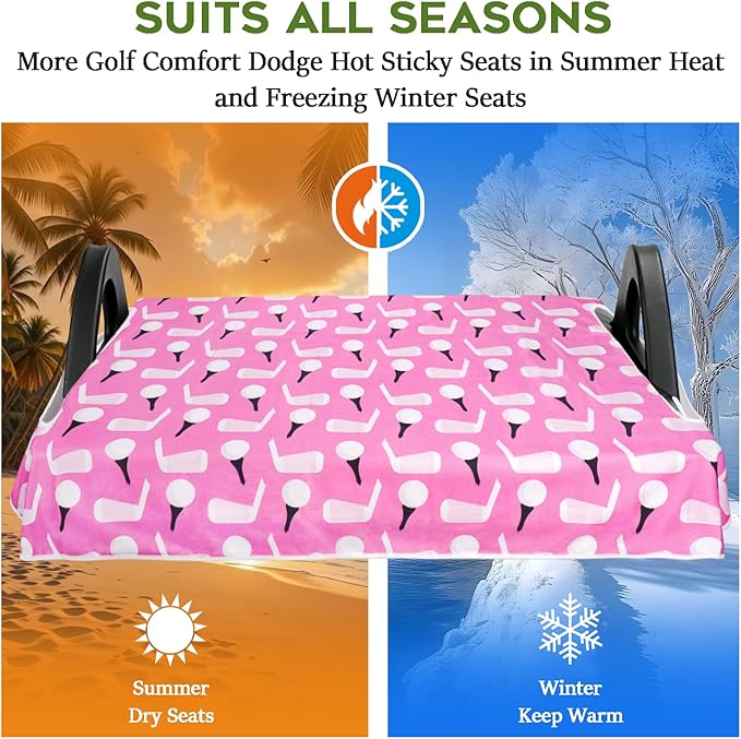 Golf Cart Seat Covers Club Car Golf Cart Accessories for Men Women Golf Carts Seat Towel Blanket 2-Seat Golf Cart Decorations