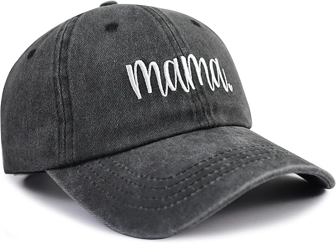 SHANVANKE Funny Mama Hat for Women, Adjustable Washed Cotton Embroidered Mom Baseball Cap