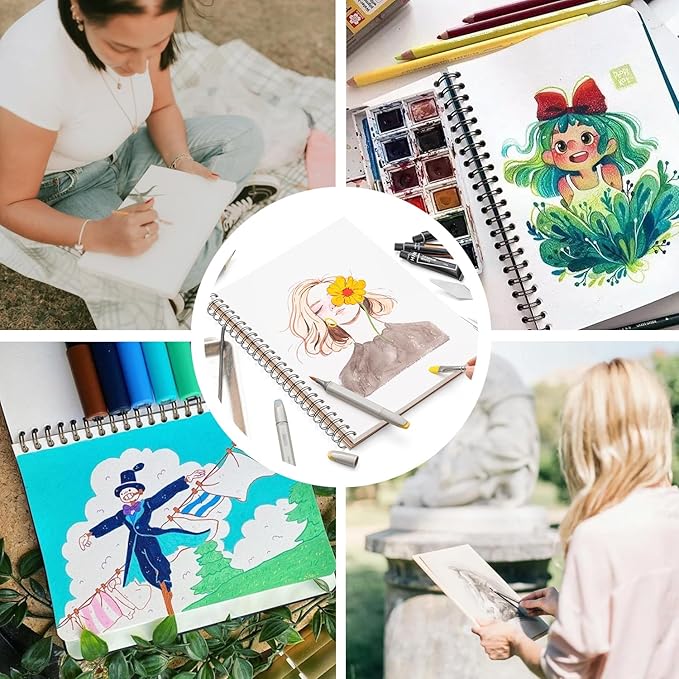 HIMI Mix Media Paper Pad 9X12'' 40 Sheets Mix Paper Pad, Side Wire Bound - Image 9