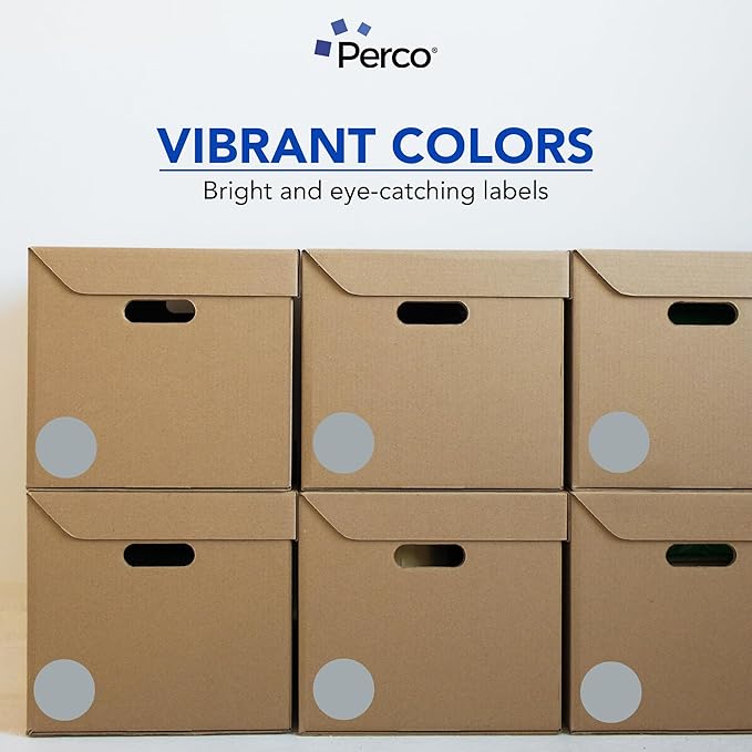 Perco Grey 3-Inch Perforated Circle Dot Sticker Labels — 10 Rolls, 000 Round - Image 7