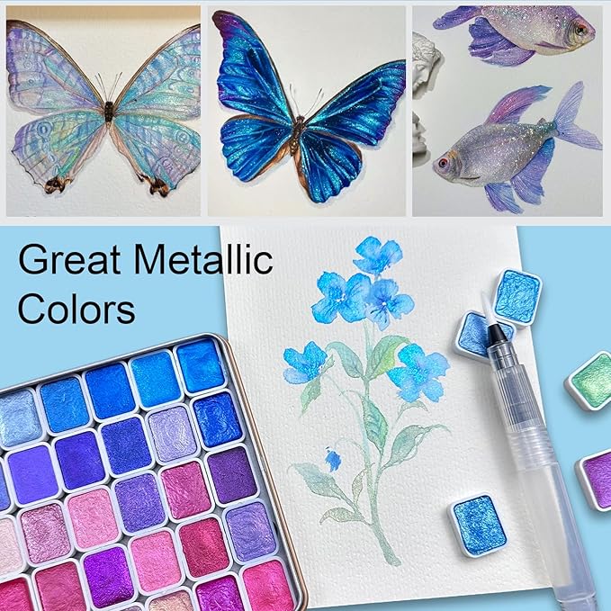 Mini Shifting Watercolor Paint Set, 30 Color Glitter Watercolor Painting Kit - Image 5