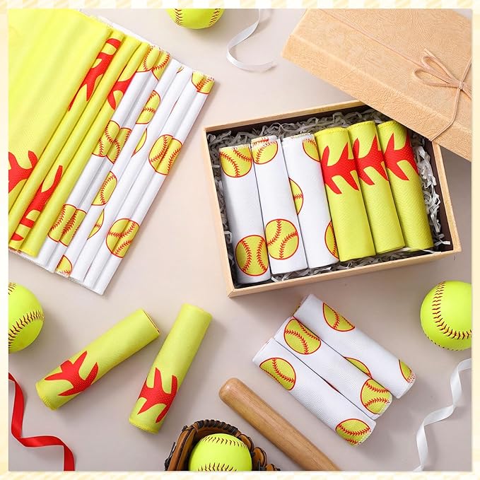 FuWeave 24 Pcs Sports Cooling Towels Baseball Basketball Softball Breathable Soccer Football Volleyball Microfiber Ice Towel Fast Drying for Party Favors Team Gift (Softball,30 x 9 Inch)