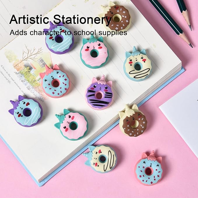 HILAZA Donut Erasers for Kids Bulk, 24 Pieces 3D Cute Fun Monster Erasers for - Image 6