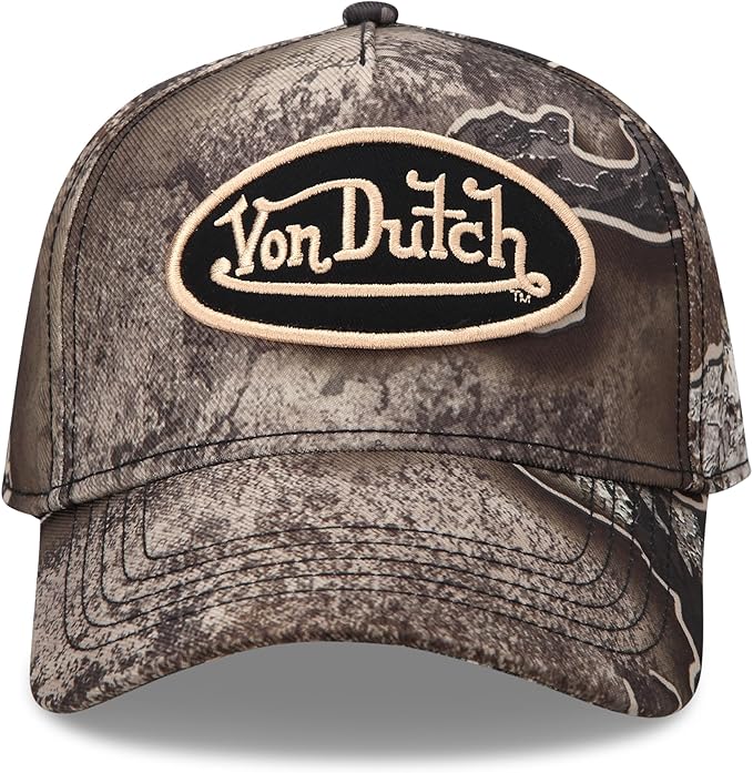 Von Dutch Men & Women’s Baseball Cap - Adjustable Snapback Canvas Hat with Curved Brim Structured Logo Patch Vintage Style