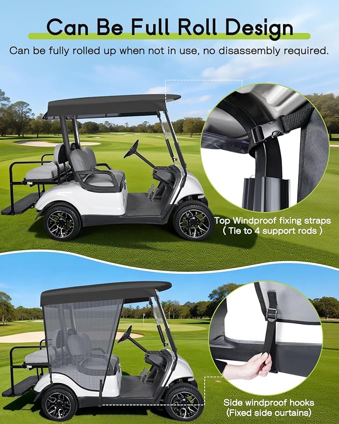 Golf Cart Sun Shade Cover for Yamaha G29 Drive 2 69" Roof Breathable Mesh UV Sunshade Curtain Gray