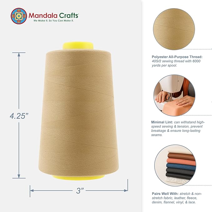 Mandala Crafts 4 Pack of Serger Threads Cones Spools - Image 3
