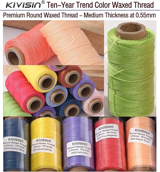 10-Year Popular Assorted Colors Round Waxed Thread -0.55mm 70 Yards 12 Spools - Image 6