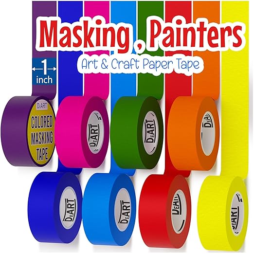 8X Colored Masking Tape, 33 Ft x 1 inch Colored Painters Tape by Unknown