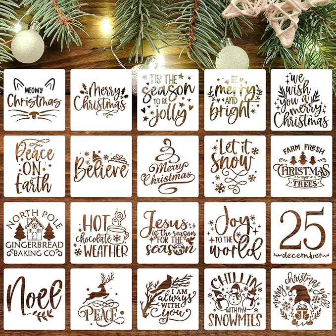 Christmas Stencils for Crafts Reusable 6” Christmas Stencil Xmas Holiday by zosylley
