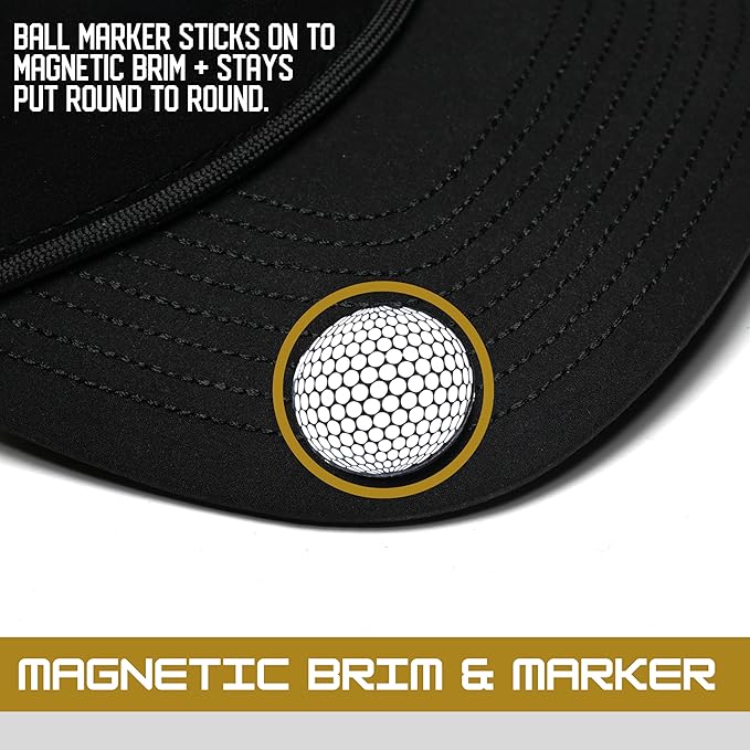 BRIMZ Cotton Golf Hat with Magnetic Brim & Tee Holder - Snapback Golf Cap for Men & Women - Magnetic Brim for Ball Marker