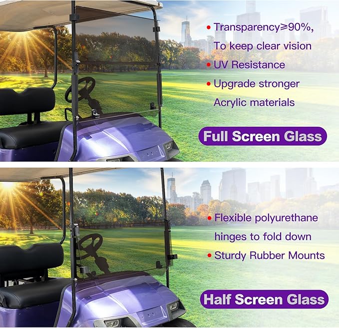 4.5mm Extra Thick Tinted Golf Cart Windshield - Compatible with EZGO TXT 1995-2013 Models (Gas & Electric) | Replacement Windshield for Golf Cart Accessories