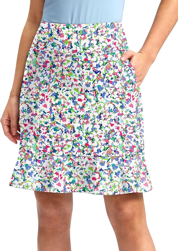 Viodia 20" Knee Length Skorts Skirts for Women with Pockets High Waisted Athletic Tennis Golf Skort for Casual Summer