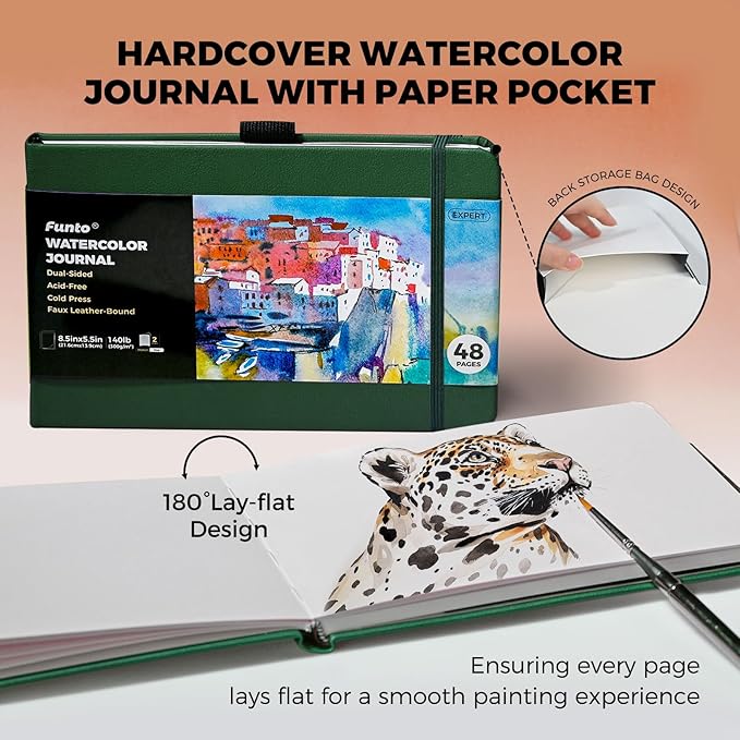 Funto Watercolor Journal, 2 Pack, 48 Pages Each, Cold-Pressed, Inner Paper - Image 4