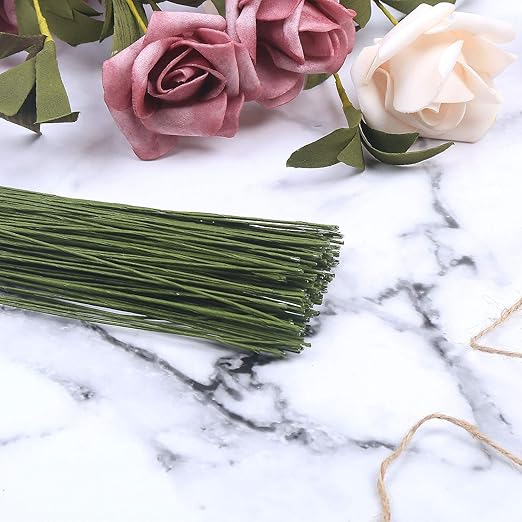 CCINEE 24 Gauge Dark Green Floral Wire Stem - Image 5