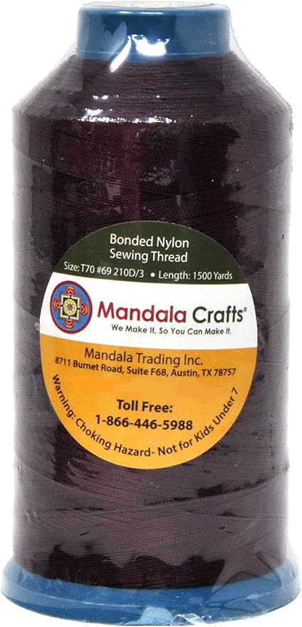 Mandala Crafts Bonded Nylon Thread Burgundy Heavy Duty Sewing Threads - Image 2