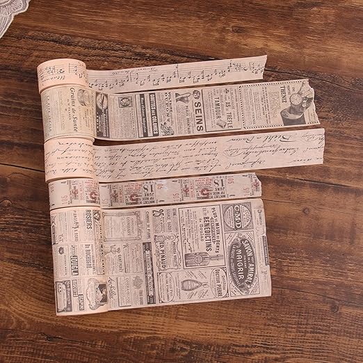 Dizdkizd Washi Tape Set, 12 Rolls Antique Masking Tape Washi Tape Map Newspaper - Image 3