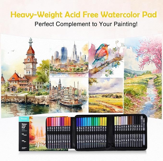Watercolor Pens Set, 36-Color Dual Tip Paint Markers, Water-Based Coloring - Image 5