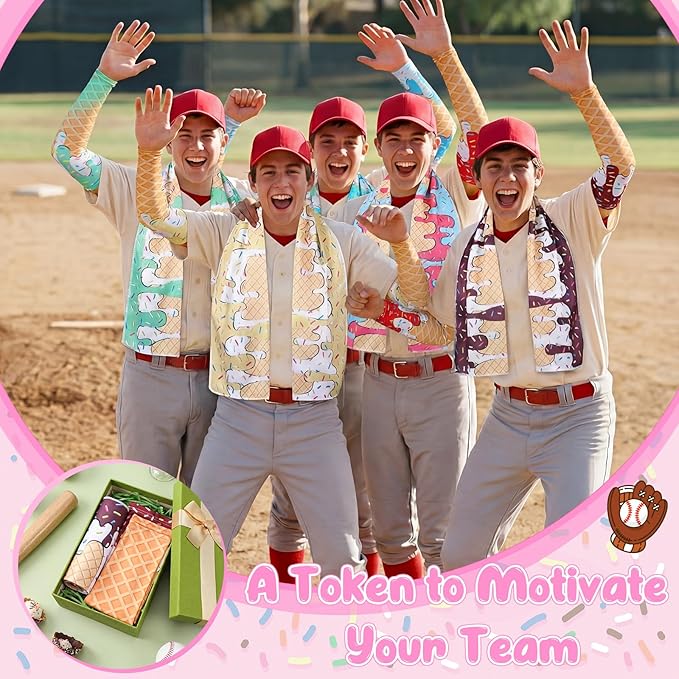 Soulchen 24 Pcs Ice Cream Drip Baseball Softball Gift Accessories 40"x12" Microfiber Cooling Towels and Arm Sleeves for Party