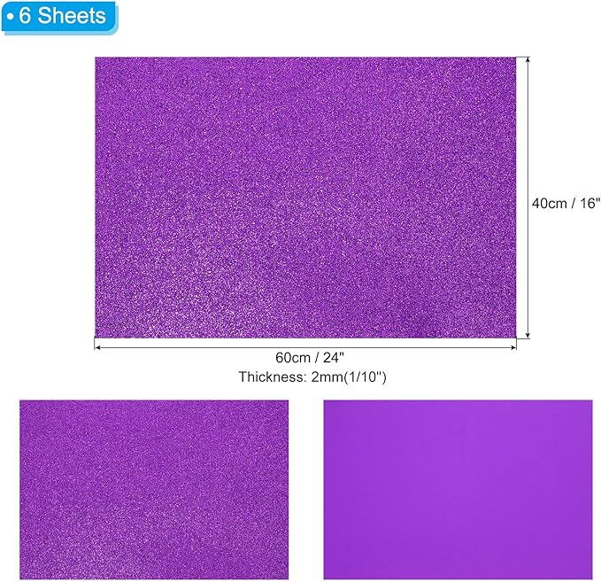 PATIKIL 2mm Thick Non Adhesive Glitter Foam Sheet 16x24inch Light Purple - Image 2