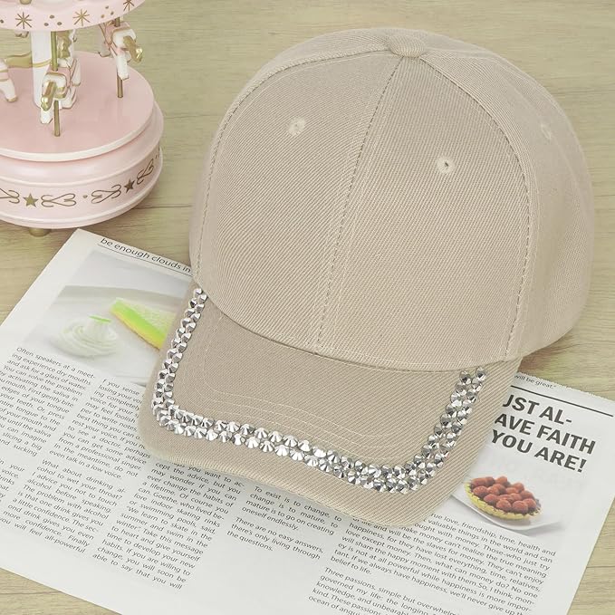 Hoce Fashion Rhinestone Denim Baseball Cap Studded Bling Hat for Women