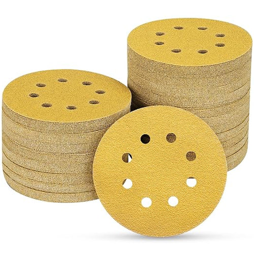 100PCS 5 Inch 8 Hole Sanding Discs 80 Grit by POTUINOM