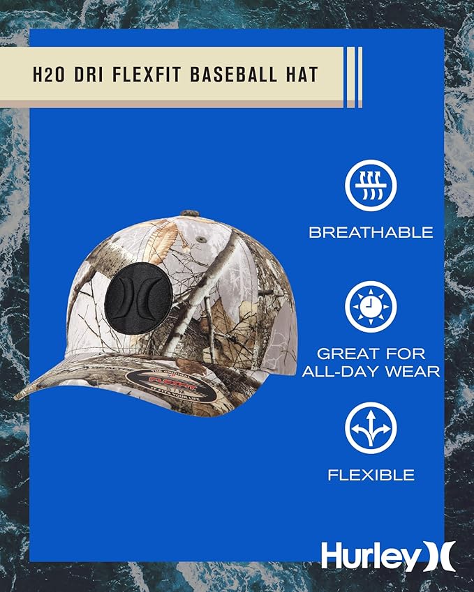 Hurley Men's Caps - One & Only Flexfit Baseball Cap - Fitted Hats for Men (S-XL)