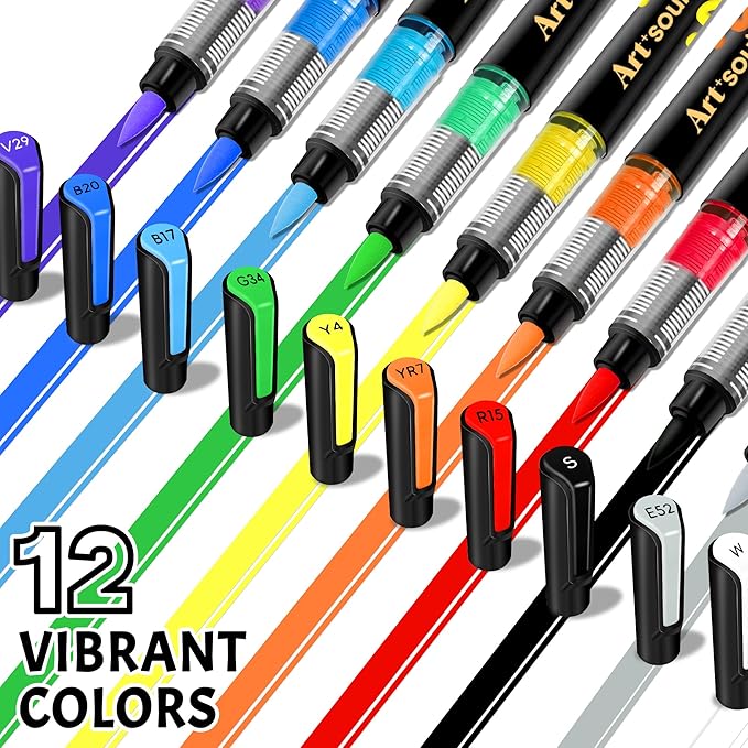 Art+soul Acrylic Paint Markers, 12 Colors - Image 2