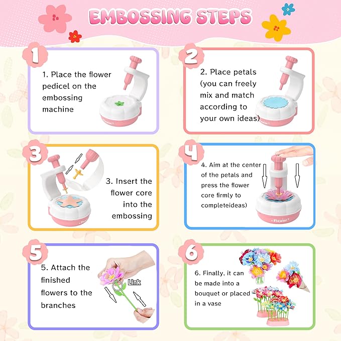 GirlsHome 300+PCS Fabric Flower Bouquets Toys, DIY Flower Crafts Kits - Image 4
