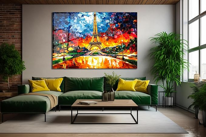 SpiritualHands Paris Eiffel Tower Glass Wall Art Oil Painting - Image 5