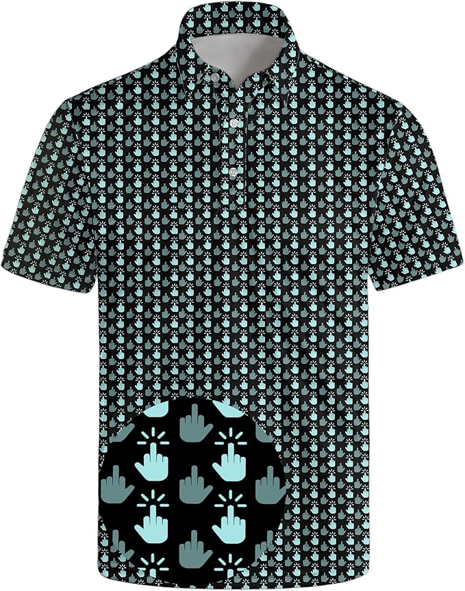 Golf Polo Shirts for Men Funny Print Short Sleeve Golf Shirts Performance Golf Polos