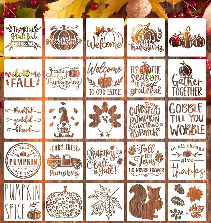 Fall Stencils for Painting 6” Pumpkin Stencils Autumn Leaf Stencil Happy by zosylley
