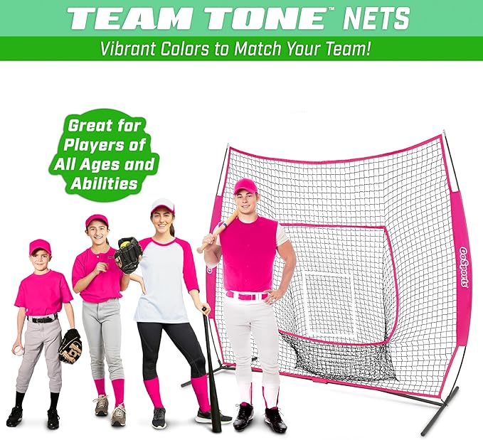GoSports 7 x 7 ft Baseball & Softball Nets - Available in Team Colors - Batting & Pitching Net with Strike Zone