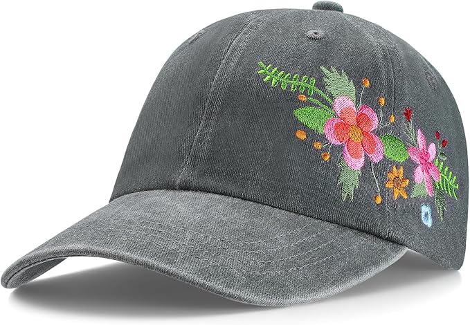 Biggun Trendy Embroidered Baseball Cap for Girls Women Men - Adjustable Soft Breathable Hats for Casual Wear