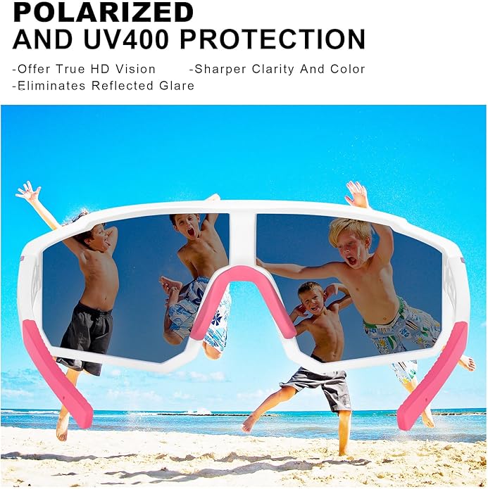 MVPTGRS Youth Baseball Sunglasses for Boys Girls Age 8-14 TR90 Frame Kids Sport Sunglasses for Softball Cycling Baseball Golf